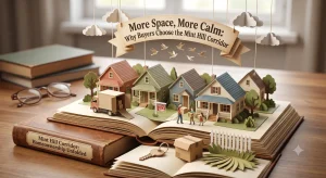 Pop-up paper illustration of detached homes and a moving truck representing buyer fit in the Mint Hill corridor of Charlotte, NC
